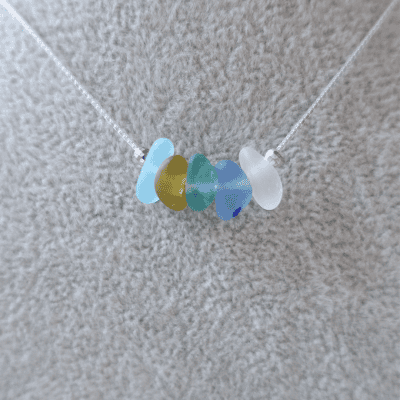sea glass necklace, blues